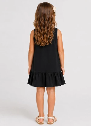 Trick Nick - Vestido Infantil Feminino em Meia Malha Preto - TRICK NICK