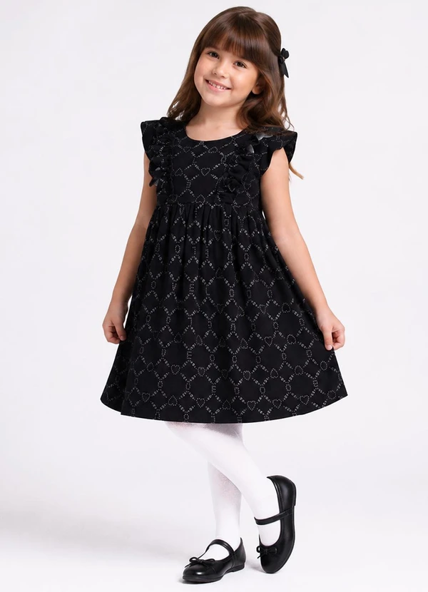 Trick Nick - Vestido Infantil Feminino Estampado Preto