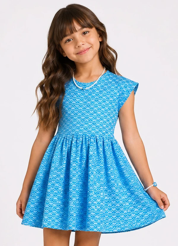 Select - Vestido Infantil Feminino Jacquard Vegas Azul