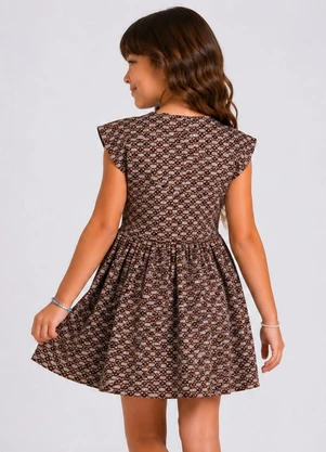 Select - Vestido Infantil Feminino Jacquard Vegas Marrom - SELECT