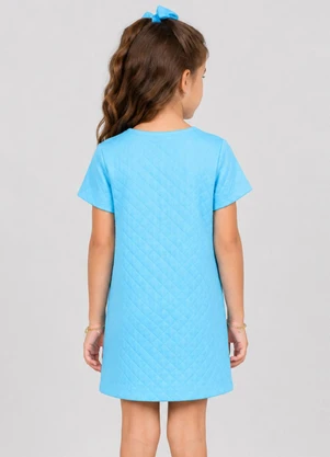 Select - Vestido Infantil Feminino Malha Matelasse Azul - SELECT