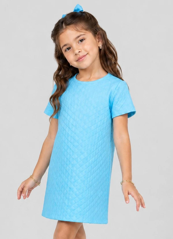 Select - Vestido Infantil Feminino Malha Matelasse Azul