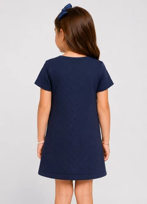 Select - Vestido Infantil Feminino Malha Matelasse Azul - SELECT