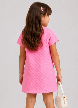 Select - Vestido Infantil Feminino Malha Matelasse Rosa - SELECT