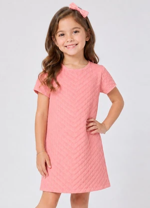 Select - Vestido Infantil Feminino Malha Matelasse Rosa - SELECT