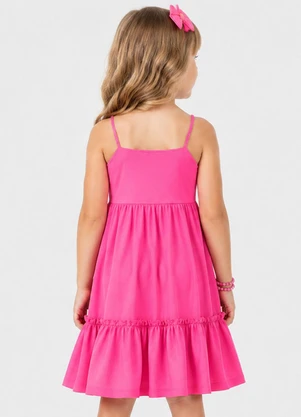 Rovitex - Vestido Infantil Franzido de Alça Fina Rosa  - ROVITEX