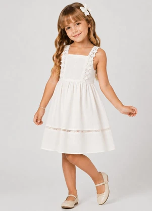 Trick Nick - Vestido Infantil Malha Anarruga Bege - TRICK NICK