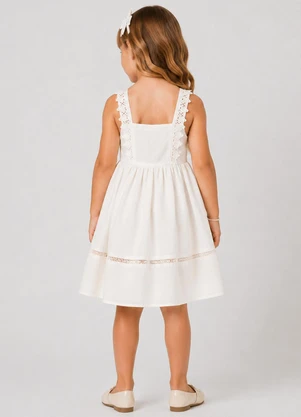 Trick Nick - Vestido Infantil Malha Anarruga Bege - TRICK NICK