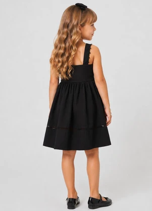 Trick Nick - Vestido Infantil Malha Anarruga Preto - TRICK NICK