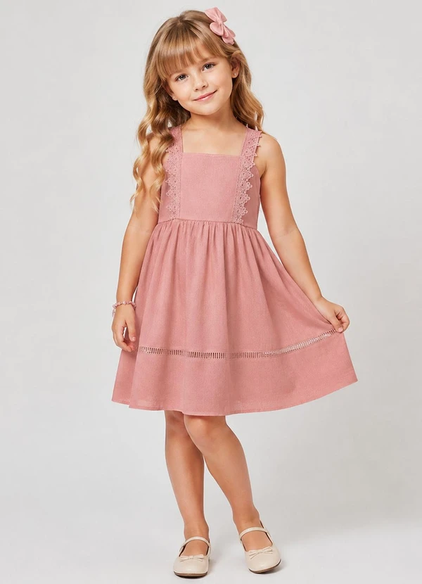 Trick Nick - Vestido Infantil Malha Anarruga Rosa