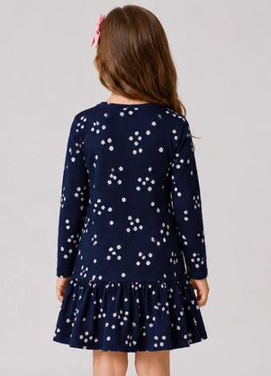 Select - Vestido Infantil Manga Longa Estampado Azul - SELECT