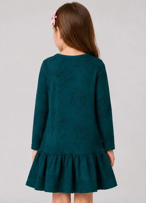 Select - Vestido Infantil Manga Longa Estampado Verde - SELECT