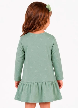 Select - Vestido Infantil Manga Longa Estampado Verde - SELECT