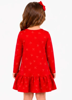 Select - Vestido Infantil Manga Longa Estampado Vermelho - SELECT