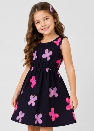 Select - Vestido Infantil Meia Malha Estampado Azul - SELECT