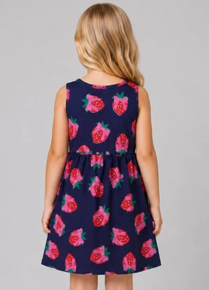Select - Vestido Infantil Meia Malha Estampado Azul - SELECT