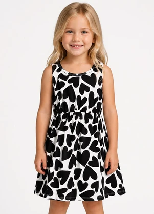 Select - Vestido Infantil Meia Malha Estampado Preto - SELECT