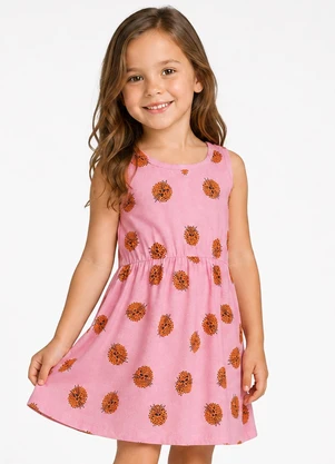 Select - Vestido Infantil Meia Malha Estampado Rosa - SELECT