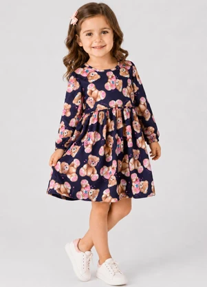 Select - Vestido Infantil Moletinho Flufy Estampado Azul - SELECT