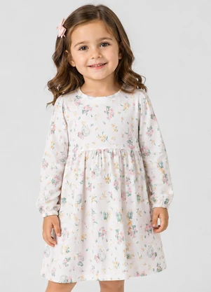 Select - Vestido Infantil Moletinho Flufy Estampado Bege - SELECT