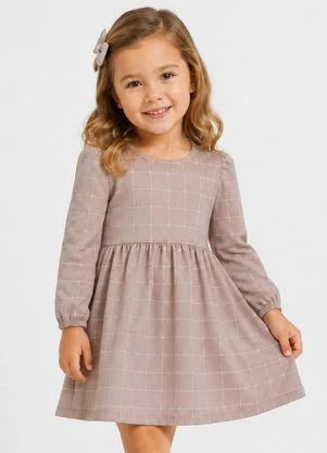 Select - Vestido Infantil Moletinho Flufy Estampado Marrom - SELECT
