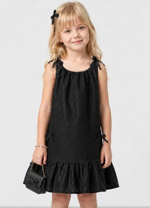 Trick Nick - Vestido Intantil com Laços de Veludo Preto - TRICK NICK