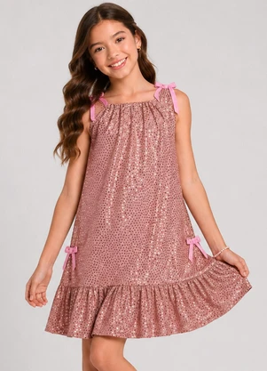 Trick Nick - Vestido Intantil com Laços de Veludo Rosa - TRICK NICK