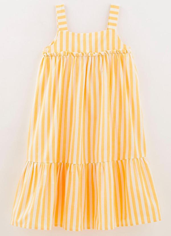 Fábula - Vestido Lg Botoes Listrado Amarelo Caju 2