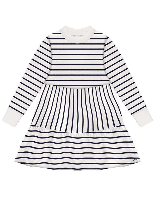 Alakazoo - Vestido Listrado em Malha Sarja Azul 2