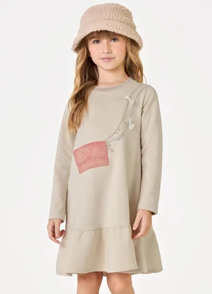 Trick Nick - Vestido Manga Longa Bege - TRICK NICK