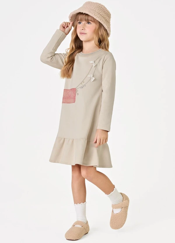 Trick Nick - Vestido Manga Longa Bege 3