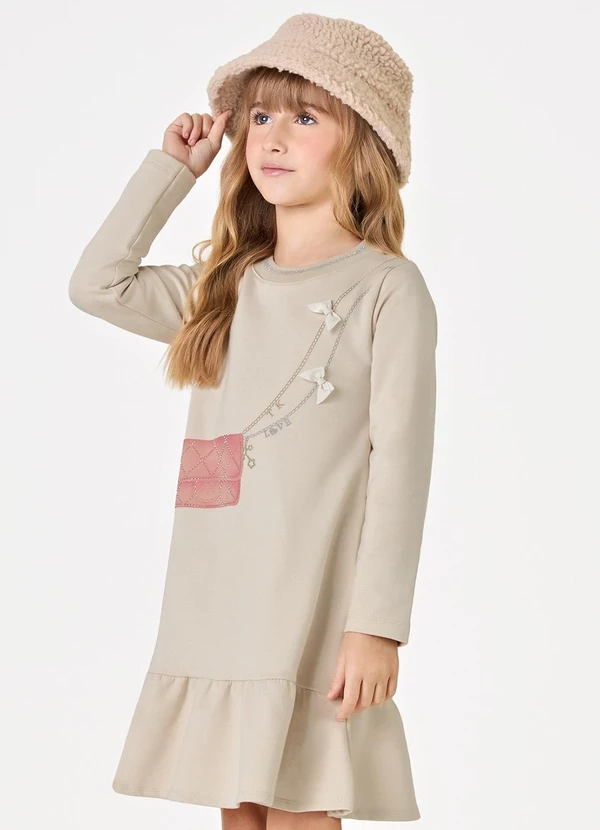 Trick Nick - Vestido Manga Longa Bege 4
