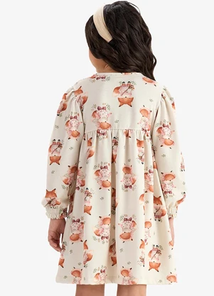 Rovi Kids - Vestido Manga Longa em Malha Soft Touch Bege - ROVI KIDS