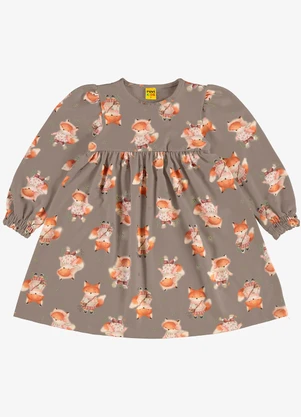 Rovi Kids - Vestido Manga Longa em Malha Soft Touch Marrom - ROVI KIDS