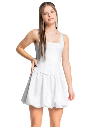 Gloss - Vestido Balonê Tecido Brilho Branco - GLOSS