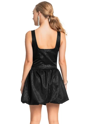 Gloss - Vestido Balonê Tecido Brilho Preto - GLOSS