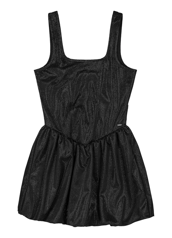 Gloss - Vestido Balonê Tecido Brilho Preto 5