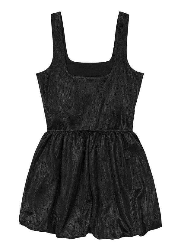 Gloss - Vestido Balonê Tecido Brilho Preto 6