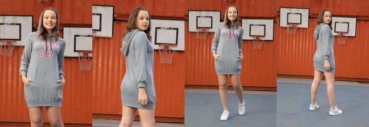 Vestido Bluso Juvenil Mescla com Estampa