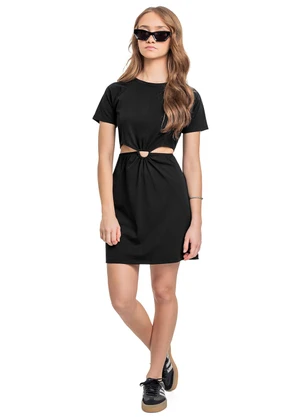 Gloss - Vestido com Fivela Juvenil Preto - GLOSS