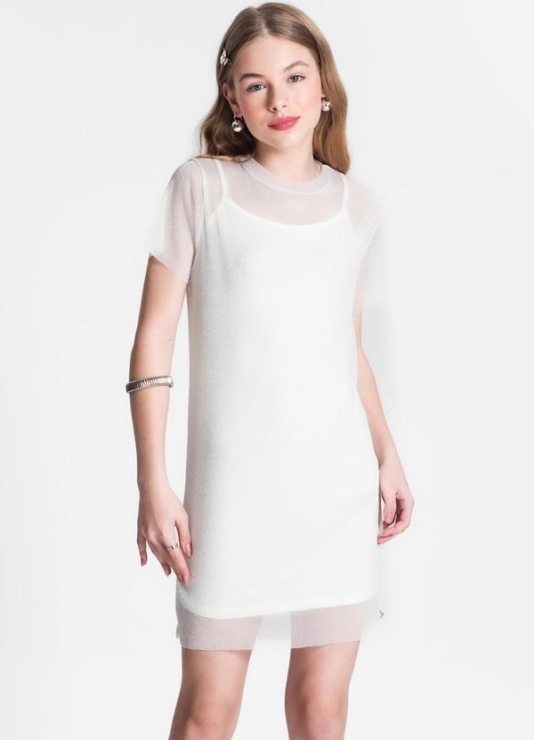 Minty - Vestido com Sobreposição Juvenil Bege