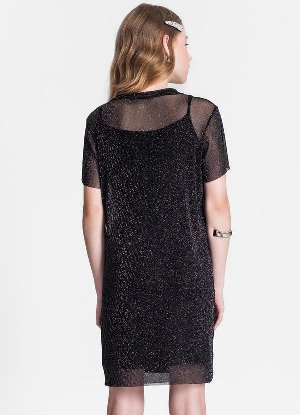 Minty - Vestido com Sobreposição Juvenil Preto 2
