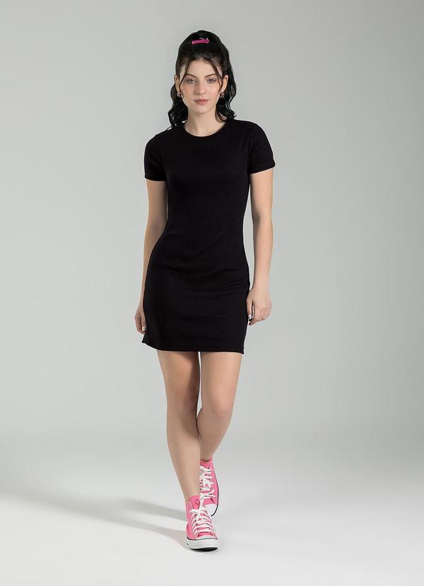 Cativa Teen - Vestido Curto Canelado Preto
