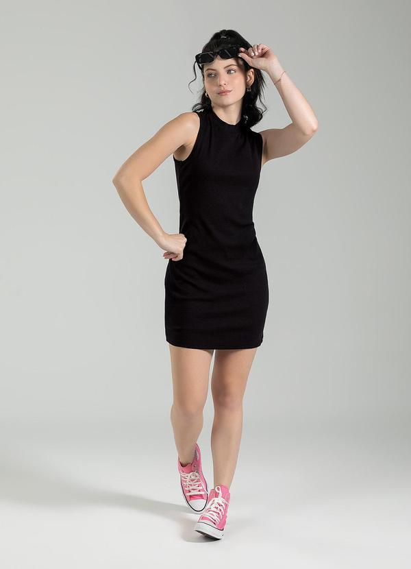 Cativa Teen - Vestido Curto Canelado Preto