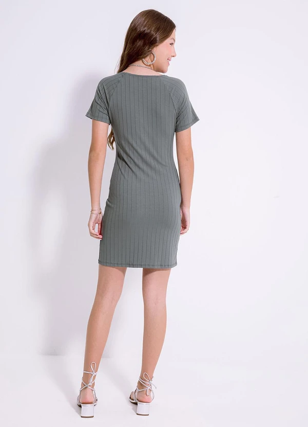 Cativa Teen - Vestido Curto em Canelado Cinza 2