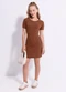 Cativa Teen - Vestido Curto em Canelado Cinza - variação: Marrom