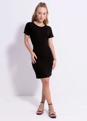 Cativa Teen - Vestido Curto em Canelado Preto - CATIVA TEEN