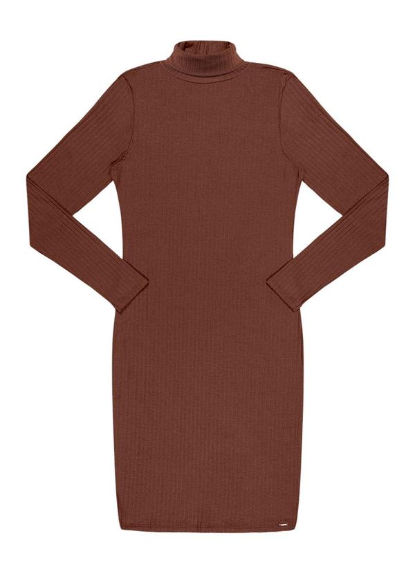 Rezzato - Vestido Curto Gola Alta Feminino Marrom