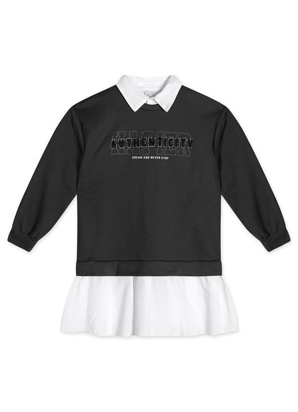 Hapier - Vestido Curto Moletom Juvenil Feminino Preto