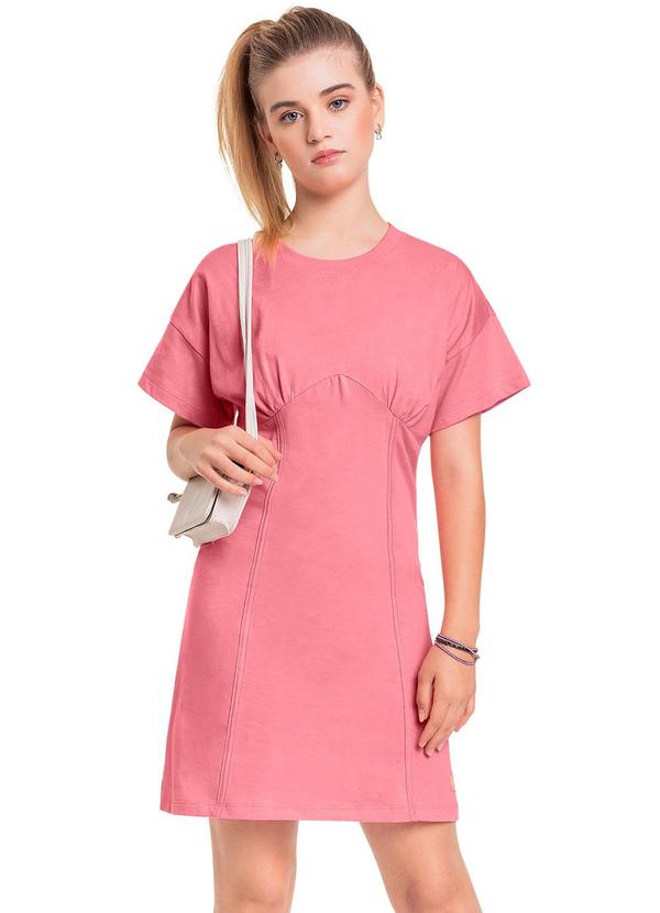Gloss - Vestido em Meia Malha e Cotton Juvenil Rosa
